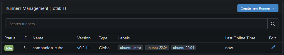 My Gitea Actions Runner Gitea Actions Runners in the Gitea Dashboard