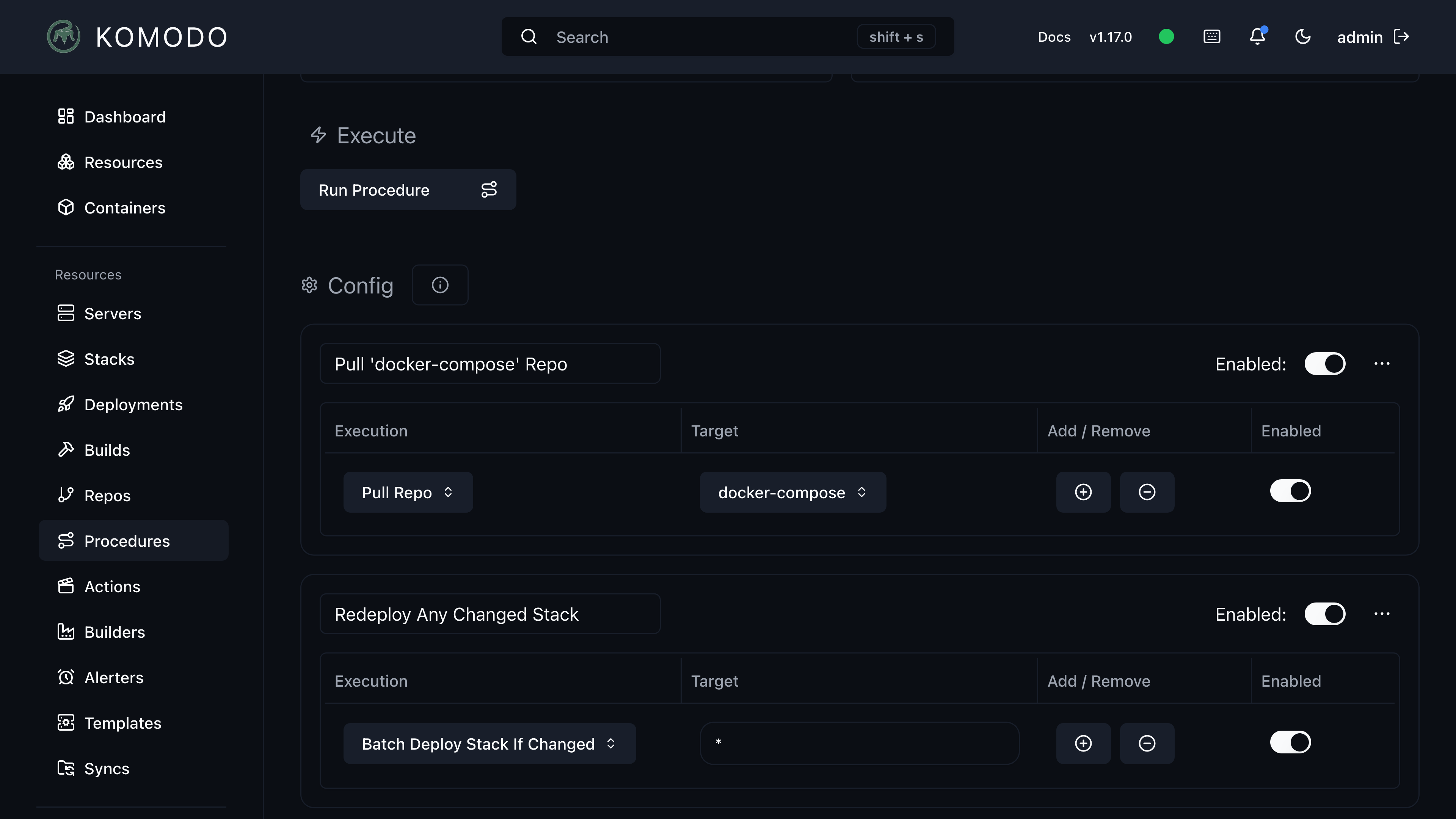 My Procedure in Komodo Configured Procedure in Komodo's Dashboard